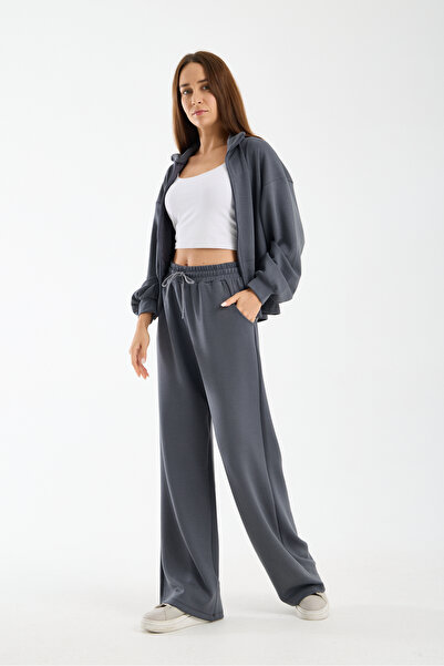 TheyYou Women's Wide-Leg Drawstring Waist Detailed Tracksuit Set with Pockete...