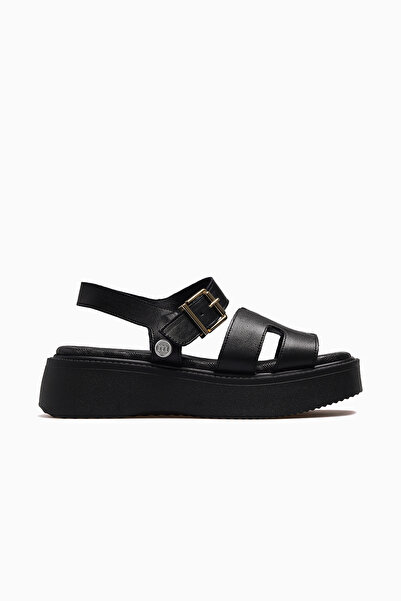 Mammamia Sandale casual din piele pentru femei 26y D26ys-2915 Negru