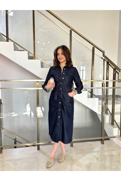 Sude Kızanlıklı Rochie Rins Yıkamalı Kuşaklı denim