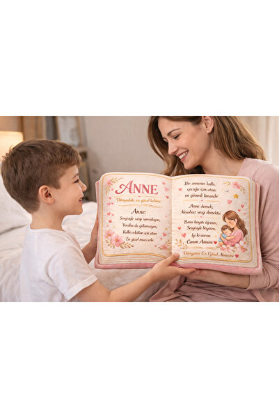 Piloji Anneye Özel Kitap Görünümlü Yastık -Anneye En Anlamlı Anneler Günü Hed...