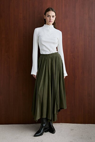 mavi limon Asimetrik Şifon Etek