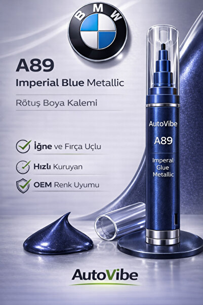 AutoVibe BMW Rötuş Boya Kalemi A89 Imperial Blue Metallic - İmperial Mavi Met...