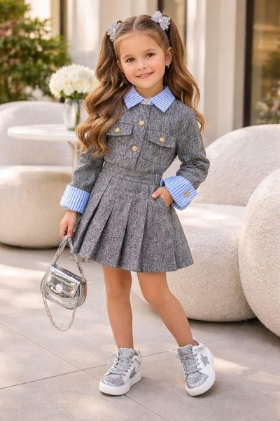 Cappella Butik Set de haine pentru frați și surori din țesătură tweed Eid mol...