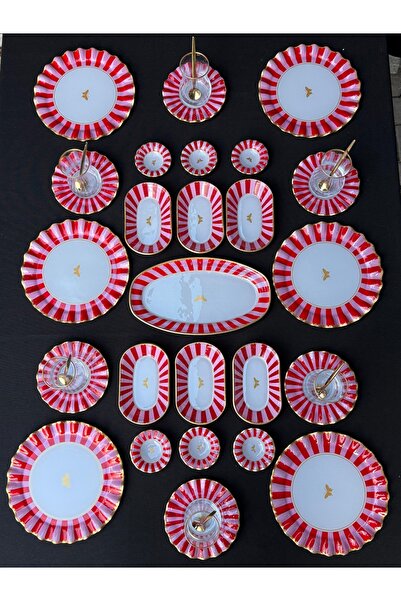 Hediye Köşkü 37 parça Pembe Kelebekli 6 Kişilik Kahvaltı Seti