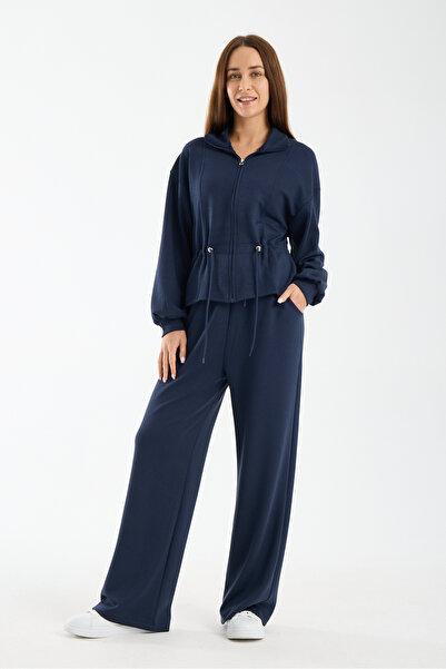 TheyYou Women's Wide-Leg Drawstring Waist Detailed Tracksuit Set with Pockete...