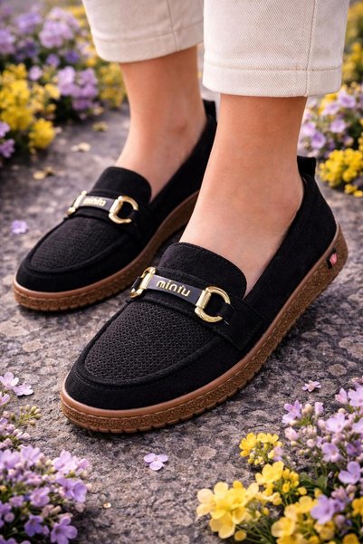 Platana Women's Orthopedic Sole Buckled Loafers - Comfortable and Soft Casual Shoes