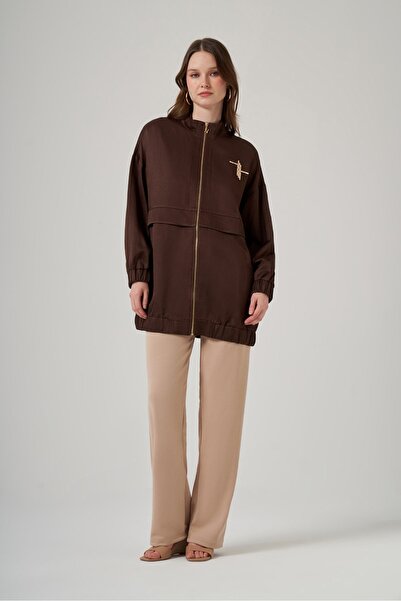 Nuss 6043 Taş İşlemeli Bomber Kap – Kahve