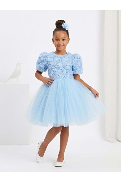 Mnk Baby&Kids Luvia Short Sleeve Girls Tutu Evening Dress M00811 Blue