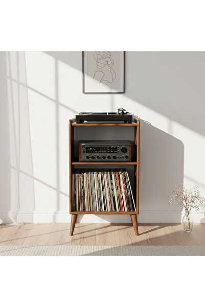 Zecir Ahşap Pikap Sehpası ve Plak Depolama Alanı, Gerçek Çam Ağacı, Lüks Tasarım