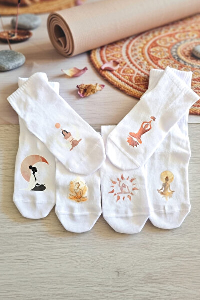 The Champ Clothing Unisex White Long Socks Yoga Girl - Breathable Cotton Pack...