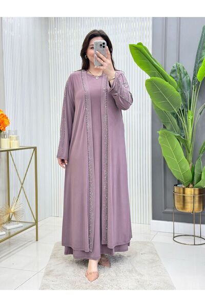 Modam Bella Plus Size Stylish Dress with Pearl and Stone Detailing