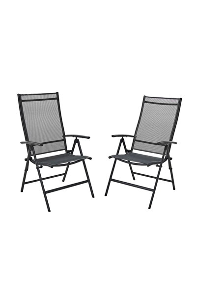 OEM Σετ 2 καρέκλες κήπου Kima, με μπράτσα, πολλαπλών θέσεων, πτυσσόμενες, αλο...