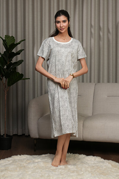 hendam 100% Cotton house dress with black polka dot pattern