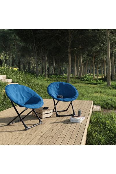 OEM Καρέκλα κήπου, Moon, πτυσσόμενη, ατσάλι/ύφασμα, μπλε