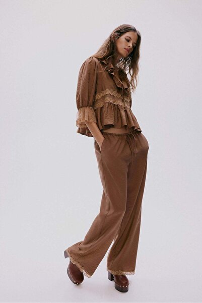 H&M Lace-trimmed drawstring trousers