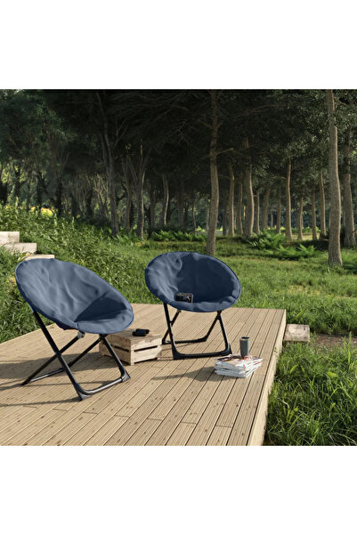 OEM Καρέκλα κήπου, Moon, πτυσσόμενη, ατσάλι/ύφασμα, γκρι ανθρακί