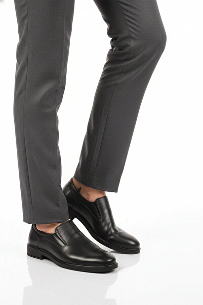 Aspor Black Genuine Leather Laceless Men's Classic Shoes