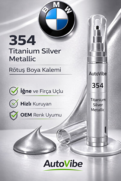 AutoVibe BMW Rötuş Boya Kalemi 354 Titanium Silver Metallic – Titanyum Gümüş ...