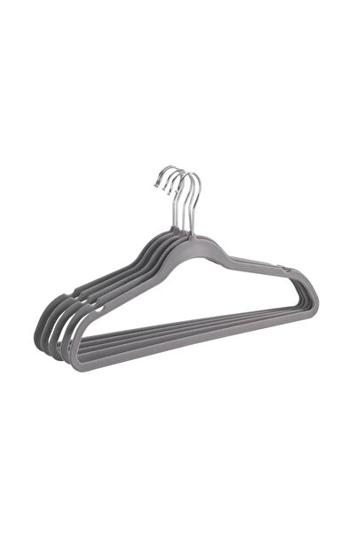 OEM Κρεμάστρα γενικής χρήσης, πλαστική και βελούδινη, Μ 45 εκ., γκρι, σετ 5 τ...