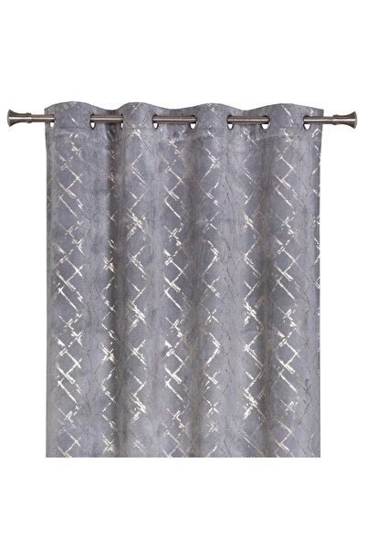 OEM Drapery Curtain 140 x 260 centimeters, Shine, with rings, gray
