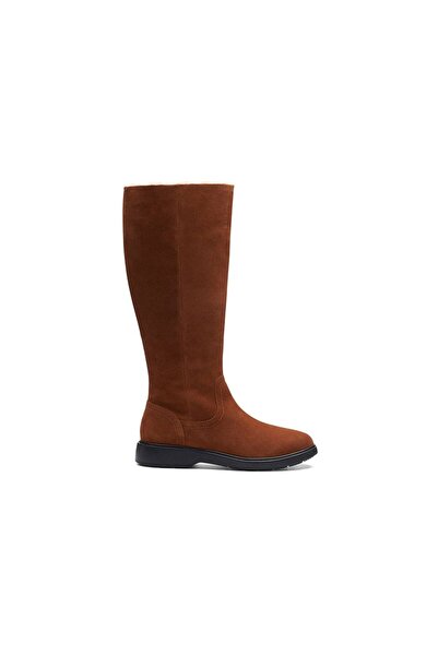 CLARKS Cizme damă - Un Elda Hi - mărime 36 Maro Piele Velur - iarnă termoizol...