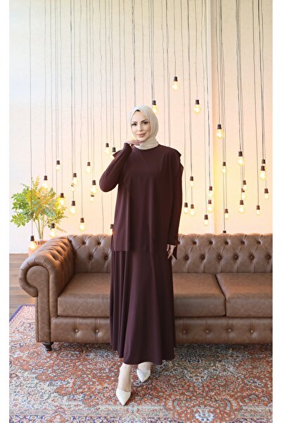 NİSUM MODA طقم تنورة ساندي غير متماثل