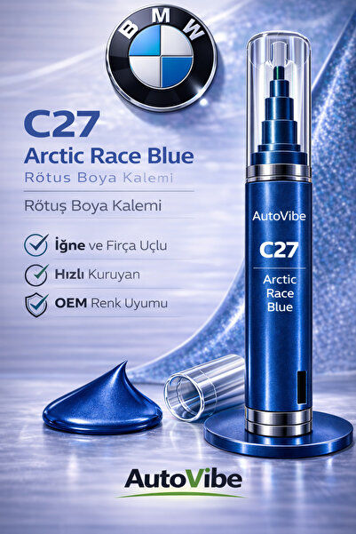 AutoVibe BMW Rötuş Boya Kalemi C27 Arctic Race Blue – Arktik Yarış Mavisi