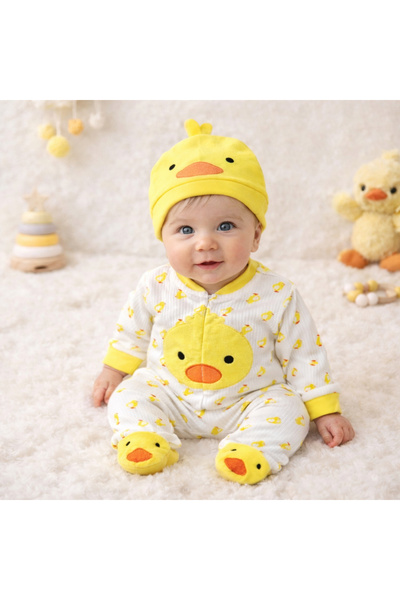 Happy Baby Butik Murat Baby Unisex Civciv Desenli %100 Pamuk Bebek Patikli Tu...