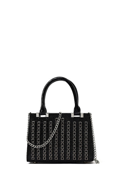 Derimod Women's Black Long Chain Strap Stone Mini Evening Dress Bag 26Pbd2961Ts