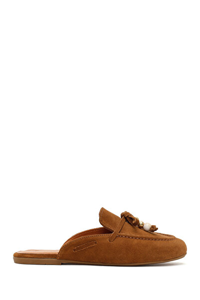 Derimod Γυναικείο Ταν Με φούντες Σουέτ Δερμάτινο Παντόφλες 26PFD201610