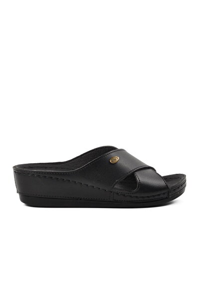 Aspor Black Women's Wedge Heel Slippers