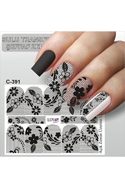 ECLAT TIRNAK STİCKERİ DANTEL (SULU TATTOO ÇIKARTMA) ŞEFFAF ZEMİN