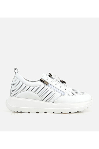 Hotiç Kadın Deri Beyaz Bağcık Detaylı Spor Ayakkabı