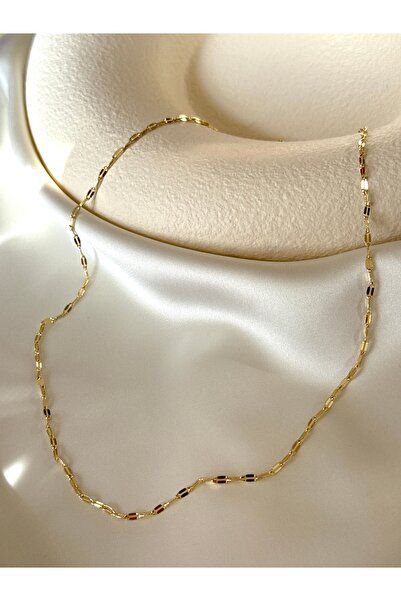 YOUES JEWELRY 60 cm Zincir Kolye 14 K ALTIN RENK CM VİP SERİ Lüx Renk Gold VI...
