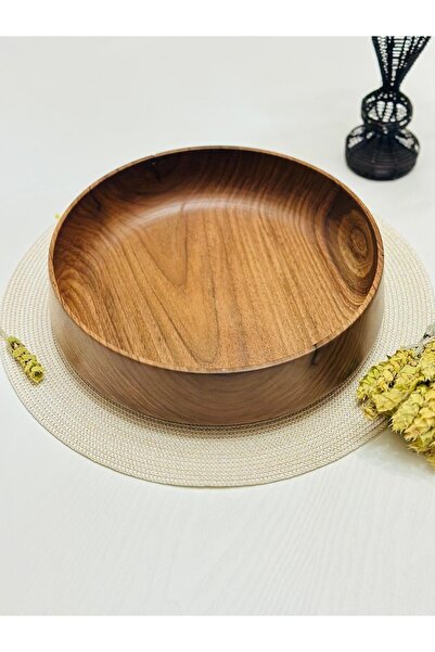 Carveni El Yapımı Masif Ahşap Salata ve Sunum Kasesi – Doğal, Büyük Boy