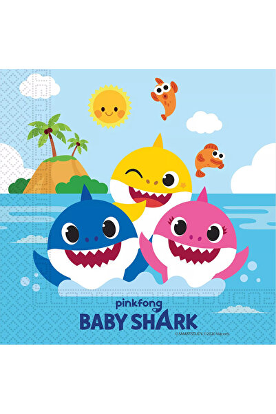 Baby Shark Set of 20 table napkins 33x33cm Blue 33x33