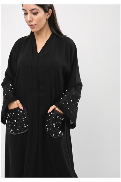 Bousni Beads Embellished Pocket Style Abaya