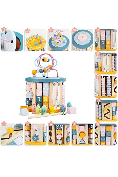 Arabest مكعب الأنشطة 11 في 1، لعبة تعليمية خشبية، متاهة خرز، لعبة فرز للأطفال...