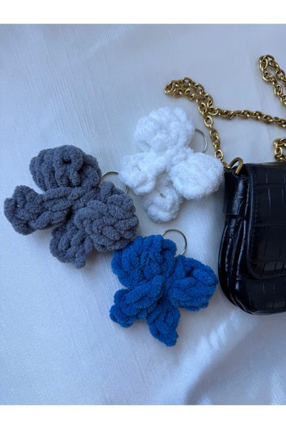 MODİNOVA Puffy Ribbon Keychain - 100% Hand Knitted Gift