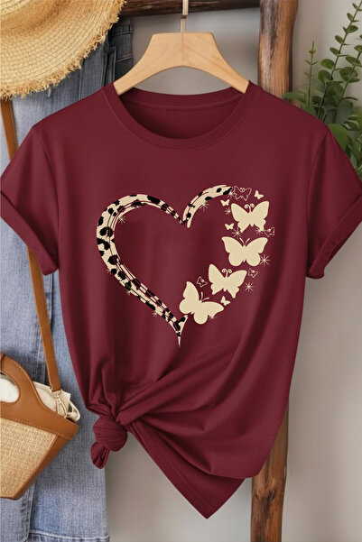 l'eivor Γυναικείο μπλουζάκι με στάμπα καρδιάς πράσινο χακί