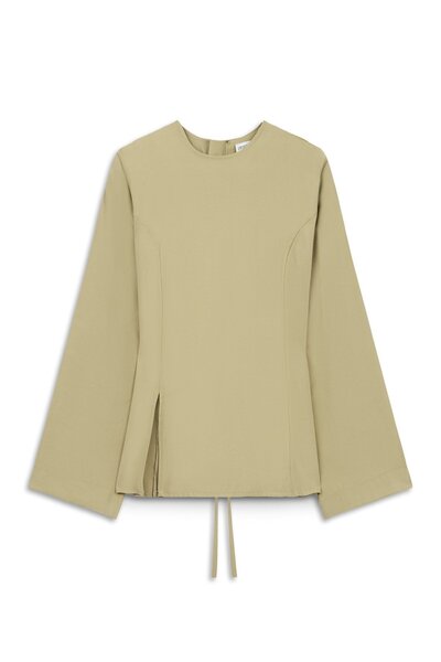 praye Bluză Tencel cu șliț, verde ulei