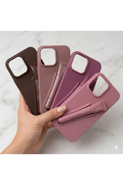 JLO Beauty 4 قطع كفر جوال + قلوس ملمع شفايف 14 برو ماكس 13 برو ماكس 15 برو ما...