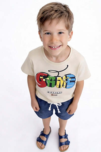 BABY SPORT Children's Summer Bottom and Top Set Cotton in 1 Game Printed Shor...