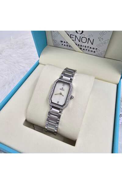 BENONE ساعة نسائية من ماركة Benon وتتميز بتصميم مستطيل مرصع بالكريستال مع سوا...