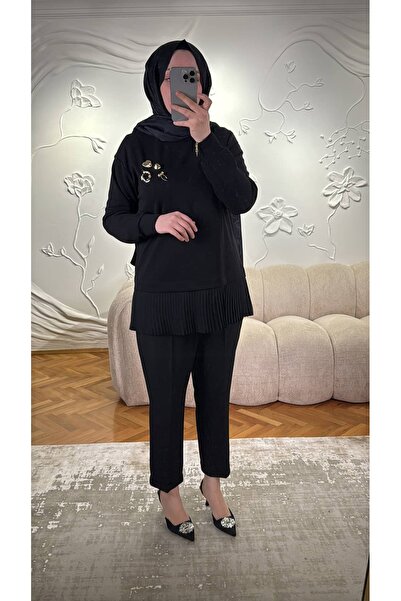 Tığ Triko Pleated Tunic with Detailed Accessories