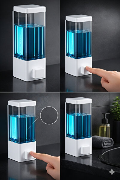 seahome 4 Pieces Adhesive Wall Mounted Bathroom and Kitchen Manual Liquid Soa...