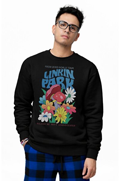 Fuddy Moda سويت شيرت بدون قلنسوة برقبة دائرية للجنسين من لينكين بارك فلورز مطبوع