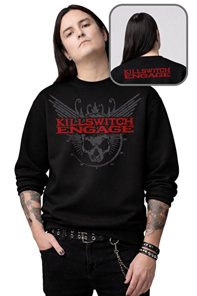 Fuddy Moda Unisex Oversized Killswitch Engage Ense Printed Crew Neck Hoodless...