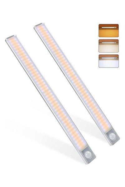 Arabest عبوة من قطعتين من مصابيح LED قابلة لإعادة الشحن أسفل الخزائن، مزودة ب...