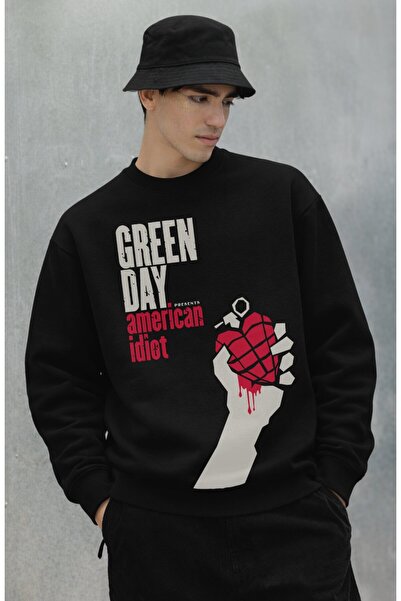 Fuddy Moda Hanorac unisex supradimensionat Green Day American Idiot Mega cu i...